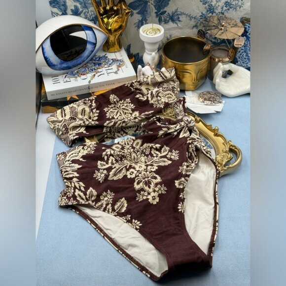 🆕 ZIMMERMANN 🧿 NWT Pink Floral-Print Bandeau, Scarf High Waist Pant Sz 1 US4/6 - Picture 12 of 16